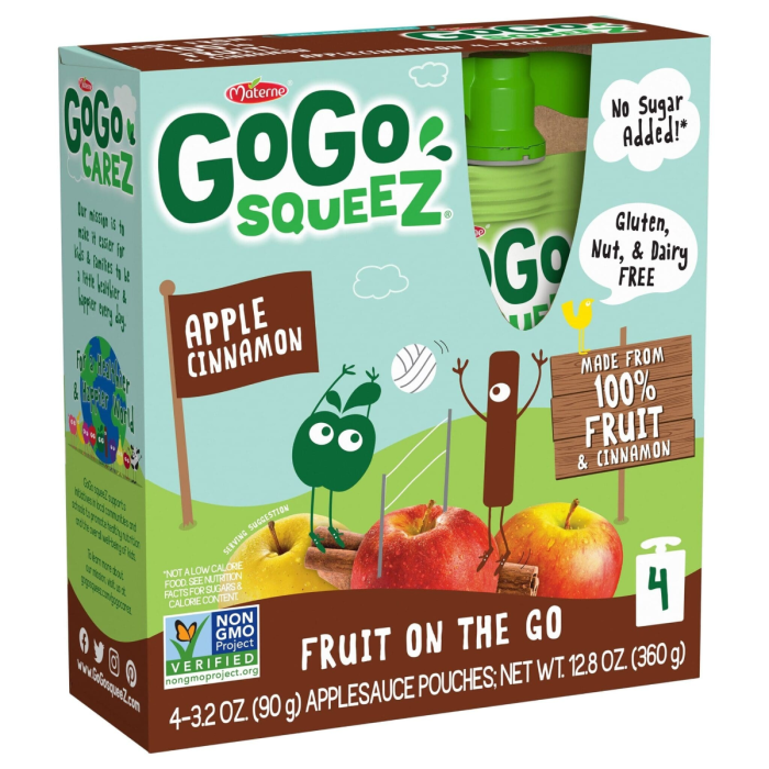 GoGo SqueeZ Apple Cinnamon Applesauce - Front view