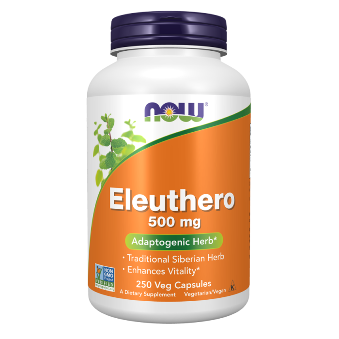 NOW Foods Eleuthero 500 mg - 250 Veg Capsules