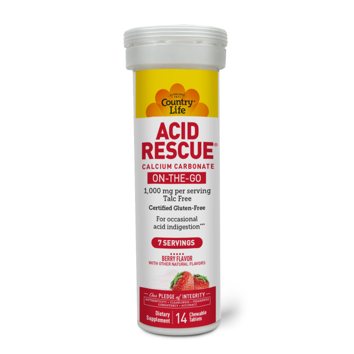 Country Life Acid Rescue Calcium Carbonate Berry Flavored - Front view