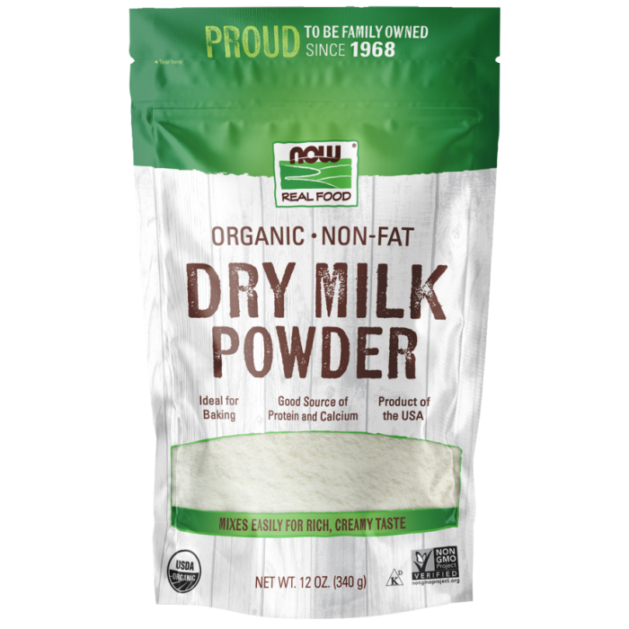 NOW Foods Non-Fat Dry Milk Powder, Organic - 12 oz.