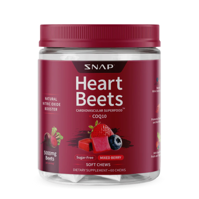 Snap Supplements Heart Beets Chews Mixed Berry - Front view