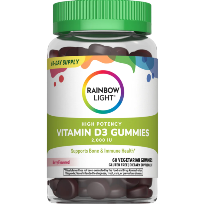 Rainbow Light Sunny Gummies Vitamin D3 2,000 IU, 60 Gummies