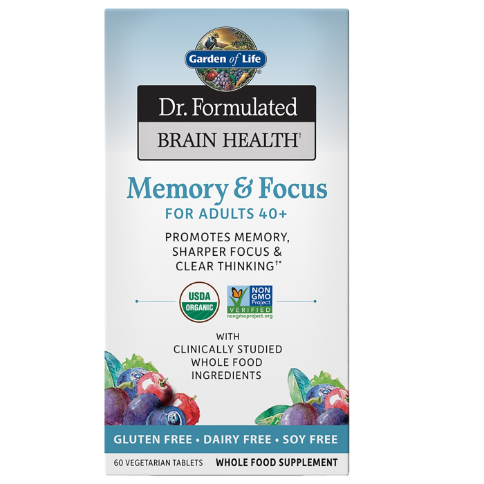 Garden of Life Dr. Formulated Memory & Focus for Adults 40+, 60 Tablets