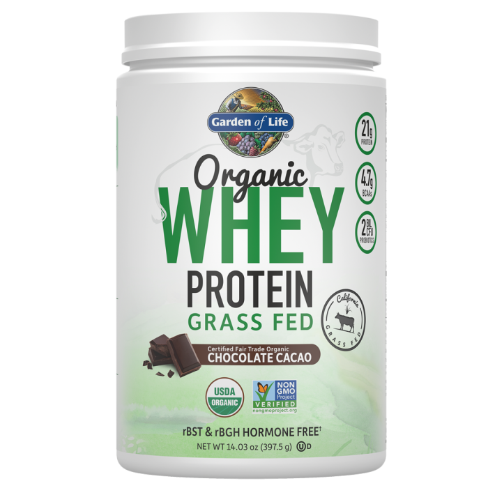 Garden of Life Organic Whey Protein, Chocolate Cacao Flavor, 14.03 oz.