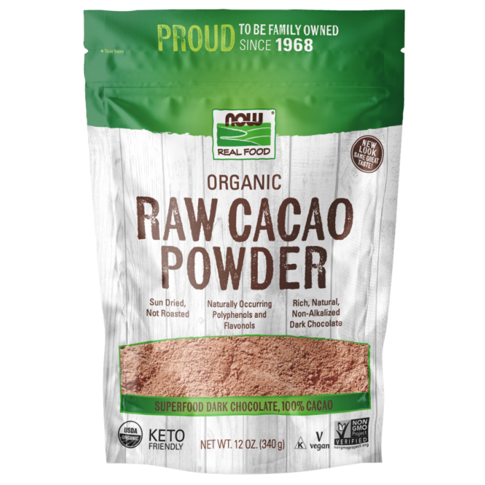 NOW Foods Cacao Powder, Raw & Organic - 12 oz.