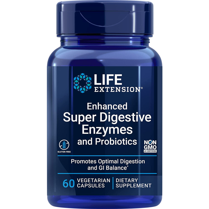Life Extension Enhanced Super Digestive Enzymes with Probiotics, 60 Capsules
