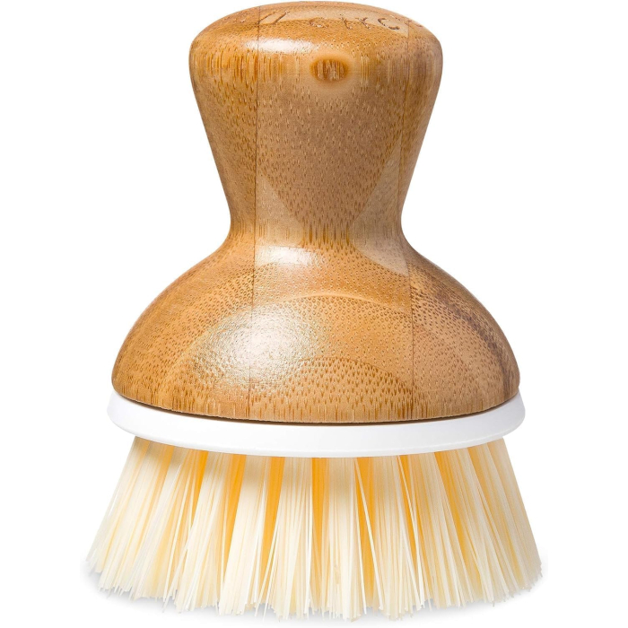 Full Circle - Bamboo Dish Brush – Ergonomic Palm Scrubber with Handle for Kitchen Cleaning, White, Pack of 1 