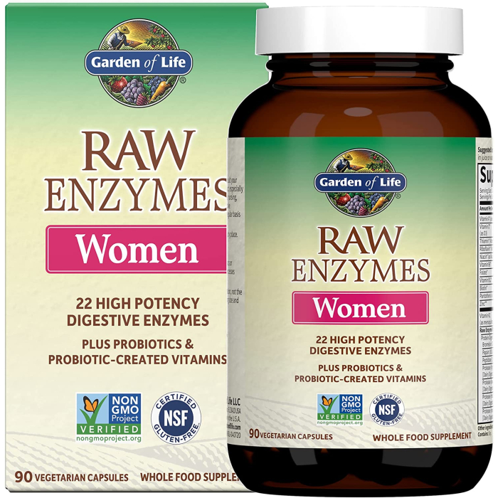 Garden of Life RAW Enzymes for Women's Digestive Health, 90 Capsules