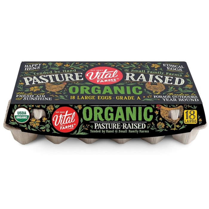 Vital Farms Organic Pasture-Raised Grade A Large Eggs - Front view