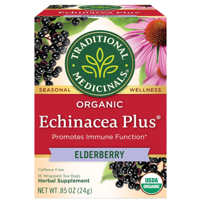 Traditional Medicinals Echinacea Plus Elderberry Tea, 16 Tea Bags