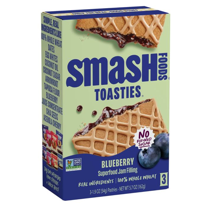 Smash Foods Blueberry Toasties - Front view