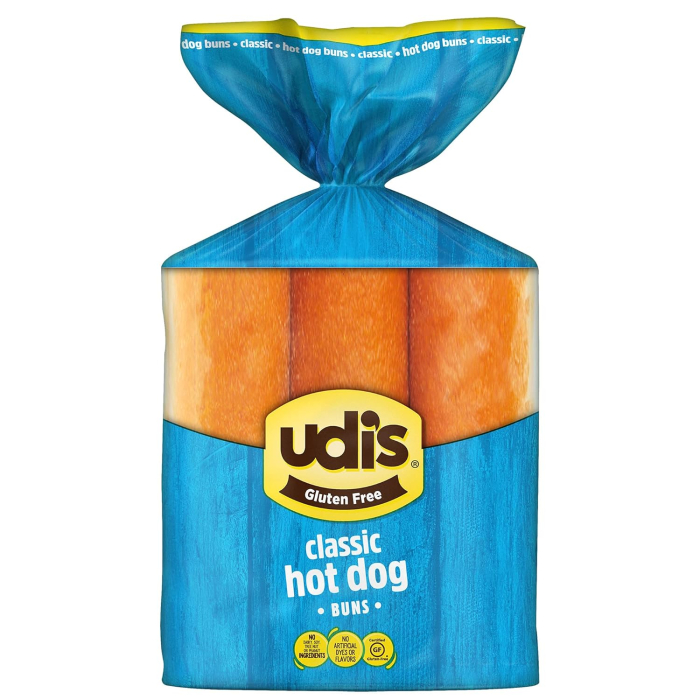 Udi's Gluten Free Classic Hot Dog Buns, Frozen, 14.3 Ounce 