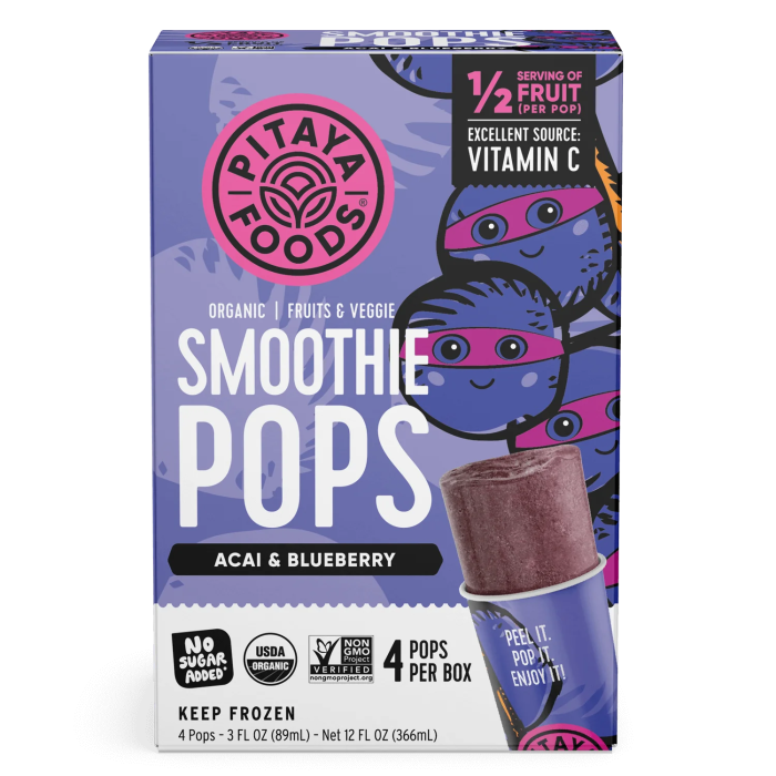 Pitaya Foods Organic Smoothie Pop Acai Blueberry - Front view