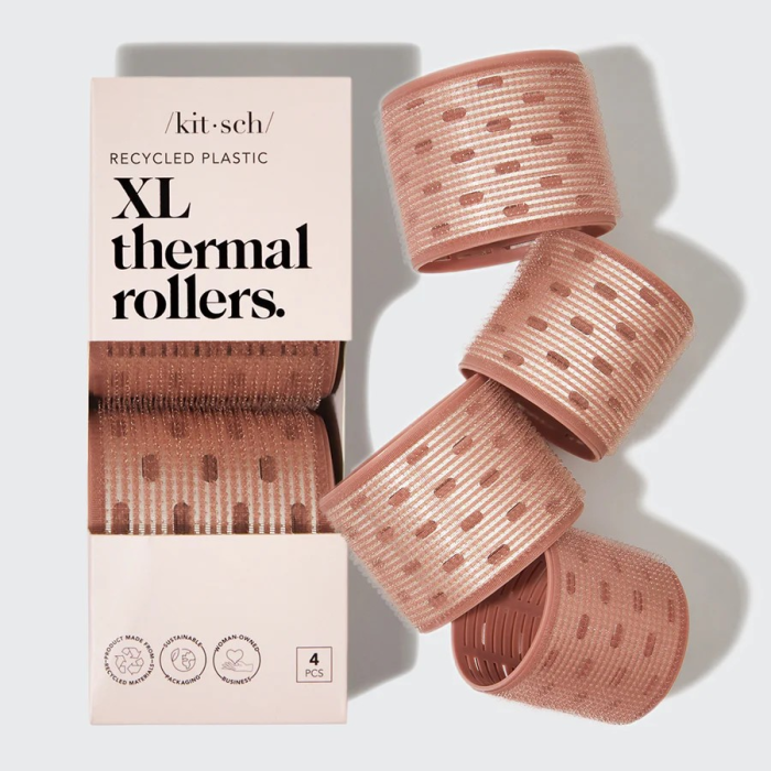 Kitsch Recycled Plastic XL Thermal Rollers 4 Piece - Terracotta - Front view