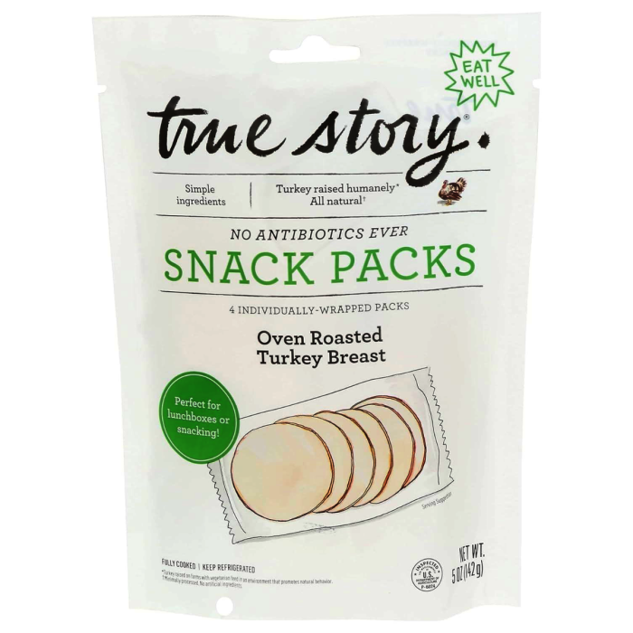 True Story Foods Oven Roasted Turkey Breast Snack - Front view