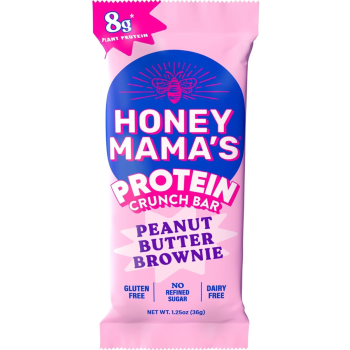 Honey Mama's, Peanut Butter Brownie Protein Crunch Bar - Front view