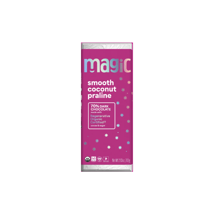 Magic Chocolate Smooth Coconut Praline 70% Dark Chocolate, 2.93 oz.