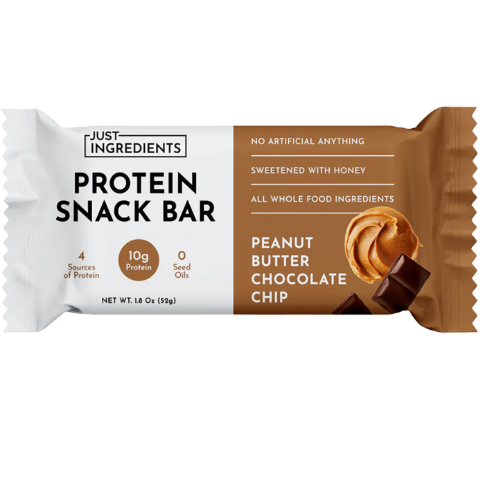 Just Ingredients Peanut Butter Chocolate Chip Protein Snack Bar - Front view