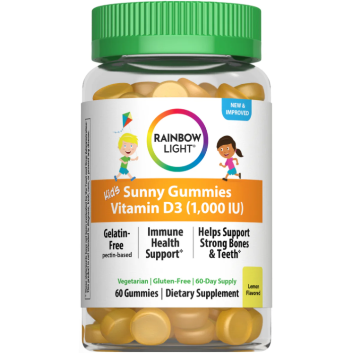 Rainbow Light Sunny Gummies Vitamin D3 1,000 IU, 60 Gummies