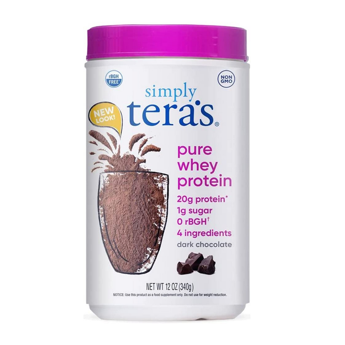 Simply Tera's Grass Fed Dark Chocolate Simply Pure Whey Protein, 12 oz.