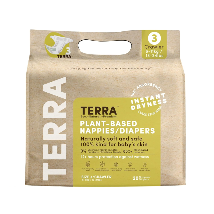 Terra Organics Size 3 Crawler Diapers - Front view