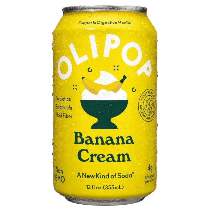 Olipop Banana Cream Prebiotic Soda - Front view