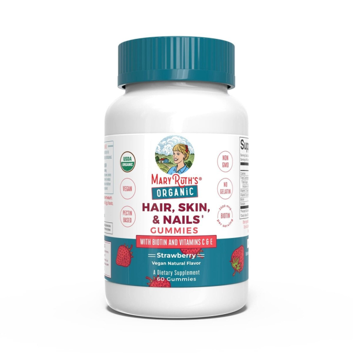 Mary Ruth's Organic Hair, Skin, & Nails Strawberry Flavor - Front view