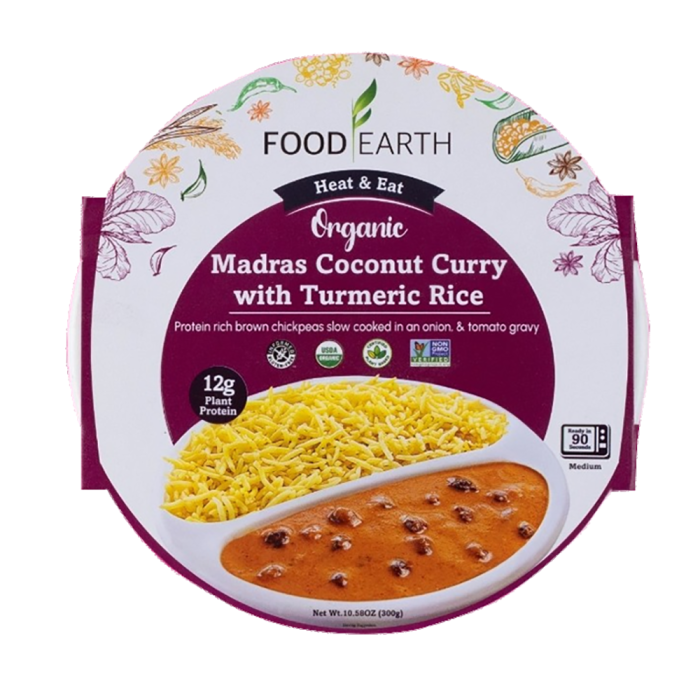 Food Earth Madras Coconut Curry with Turmeric Rice - Front view
