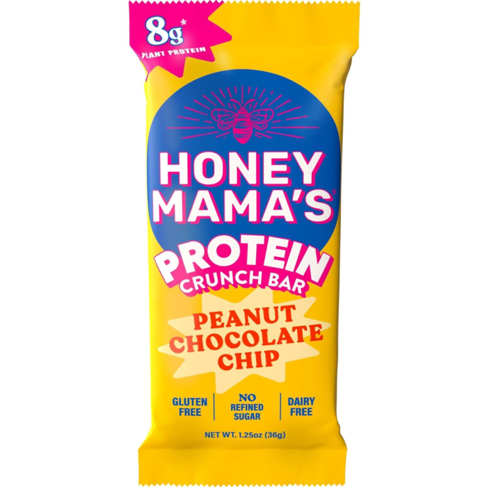 Honey Mama's Peanut Chocolate Chip Protein Crunch Bar - Front view