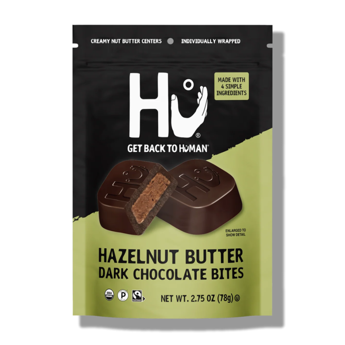 Hu Kitchen Hazelnut Butter Dark Chocolate Bites - Front view