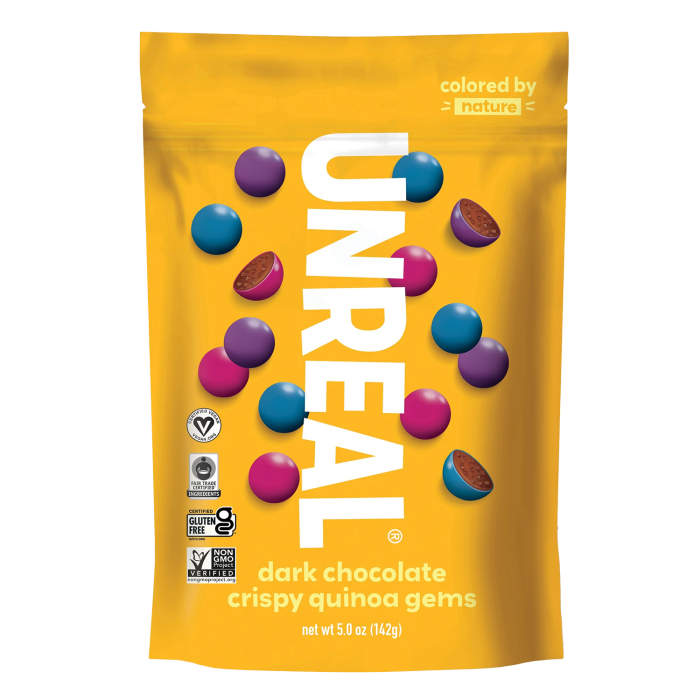 Unreal Dark Chocolate Crispy Quinoa Gems - Front view
