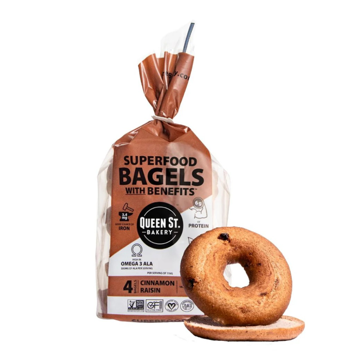 Queen Street Bakery Cinnamon Raisin Superfood Bagel - Front view