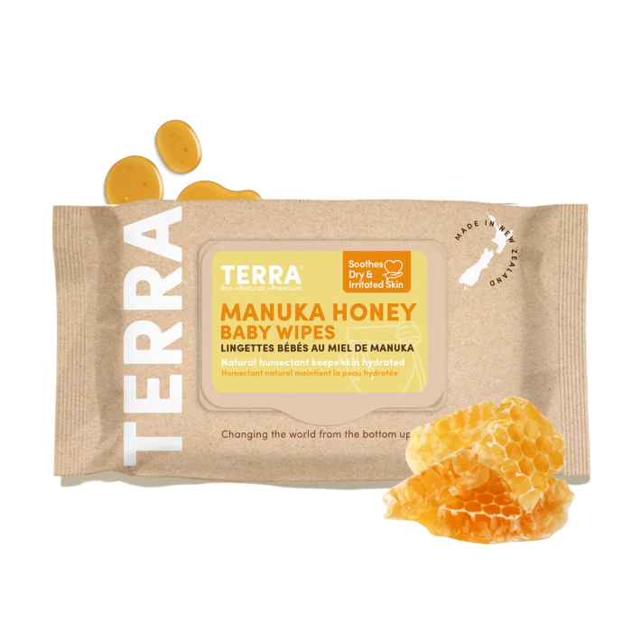 Terra Organics Bamboo Baby Wipes Manuka Honey - Front view