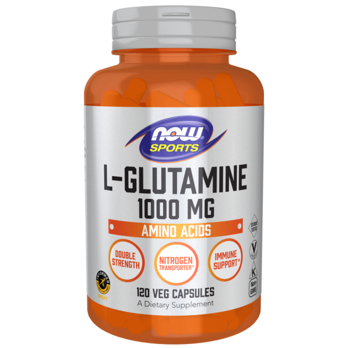NOW Foods L-Glutamine, Double Strength 1000 mg - 120 Veg Capsules