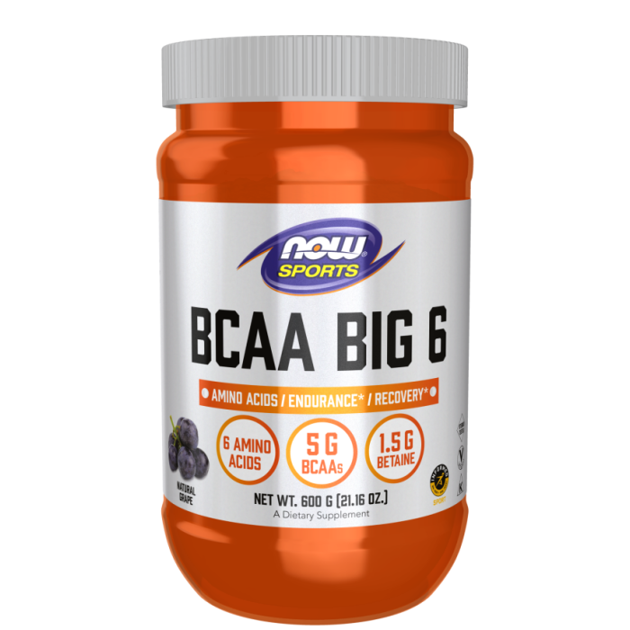 NOW Foods BCAA Big 6, Grape Flavor Powder - 600 g
