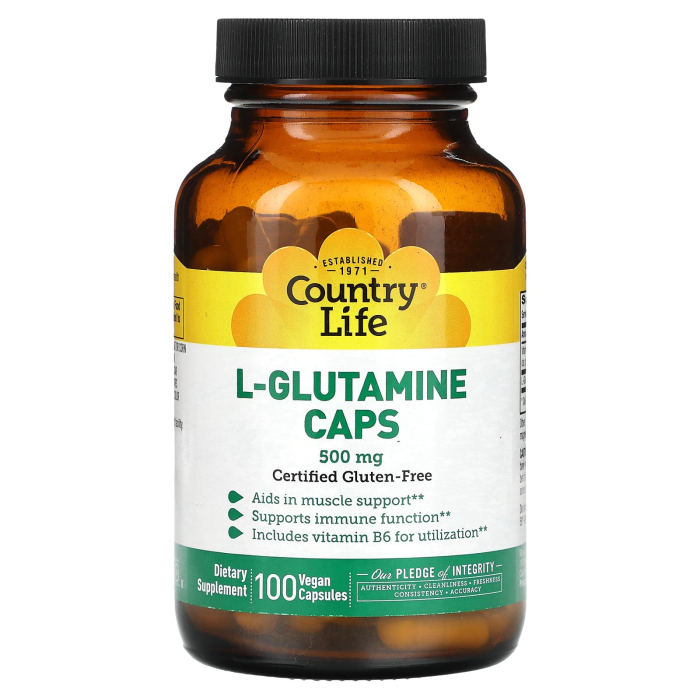 Country Life L-Glutamine Caps 500mg - Front view