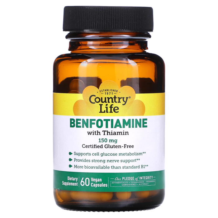 Country Life Benfotiamine with Thiamin 150 mg - Front view
