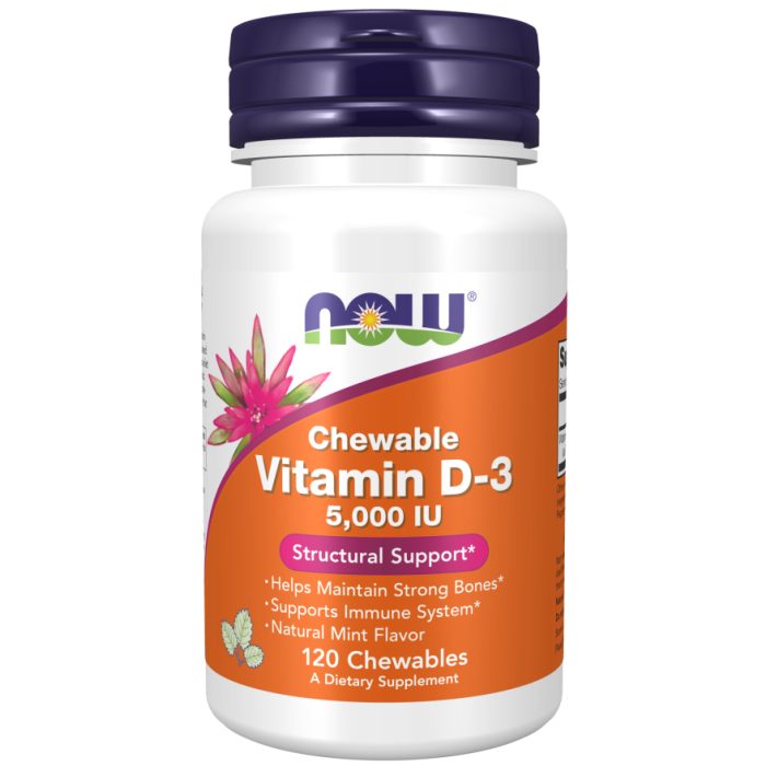 NOW Foods Vitamin D-3 5000 IU - 120 Chewables