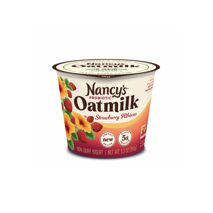 Nancys Probiotic Oatmilk  Non Dairy Yogurt Strawberry Hibiscus - Front view