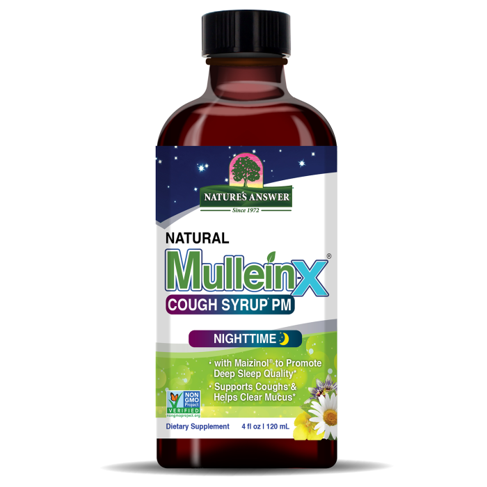 Nature's Answer Mullein-X Cough Syrup PM Nighttime - Front view
