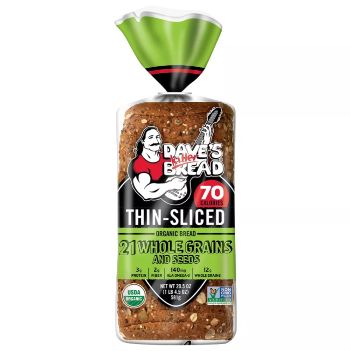 Dave's Killer Bread Organic 21 Whole Grains and Seeds Bread - Front view