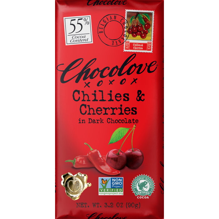 Chocolove Chilies & Cherries in Dark Chocolate, 3.2 oz.