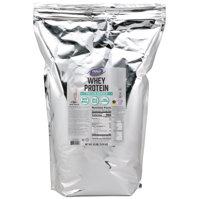 NOW Foods Whey Protein, Creamy Chocolate Powder - 10 lbs.