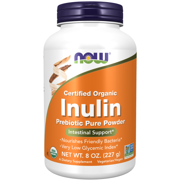 NOW Foods Inulin Prebiotic Pure Powder, Organic - 8 oz.