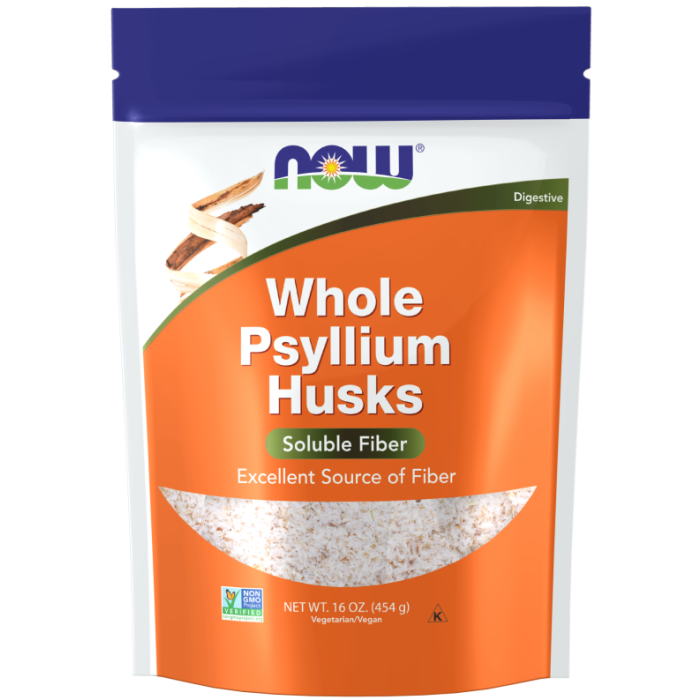 NOW Foods Psyllium Husks, Whole 16 oz - Front