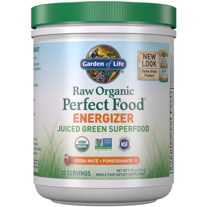 Garden of Life Raw Organic Perfect Food Energizer Powder, Pomegranate Yerba Mate Flavor, 9.8 oz.