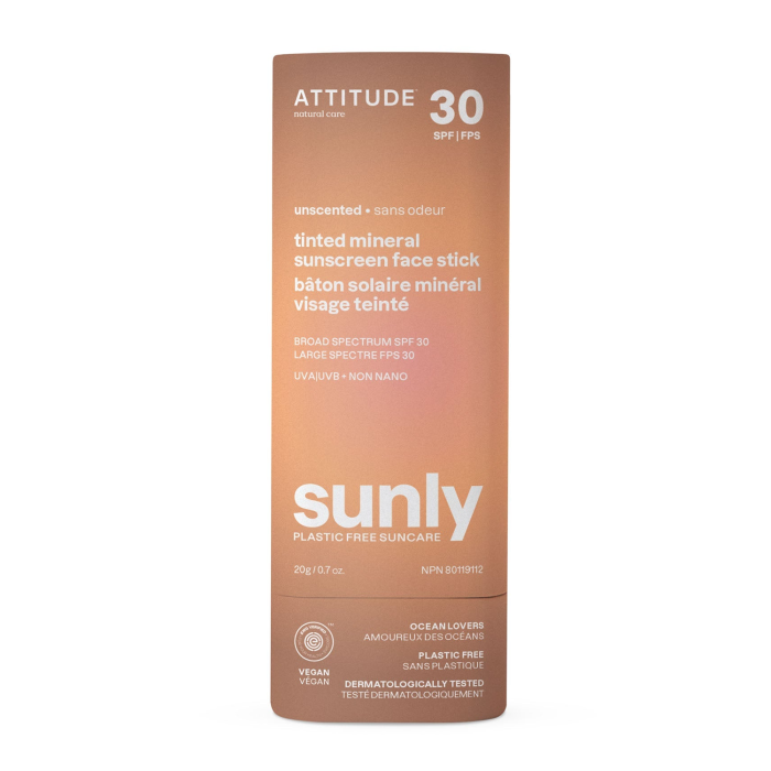 Attitude Tinted Mineral Sunscreen Face Stick SPF 30 Unscented - Front view