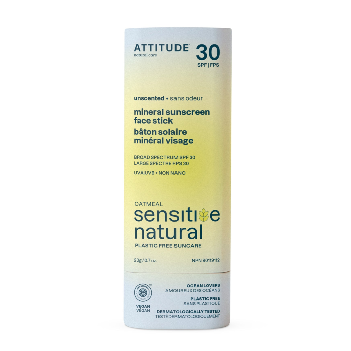Attitude Mineral Sunscreen Face Stick for Sensitive Skin Unscented - Front view