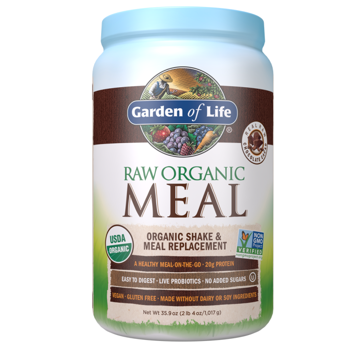 Garden of Life RAW Organic Meal Shake & Meal Replacement, Chocolate Cacao Flavor, 35.9 oz.