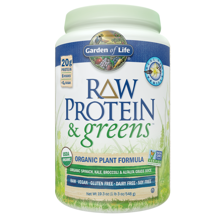 Garden of Life RAW Protein & Greens, Vanilla Flavor, 19.3 oz.